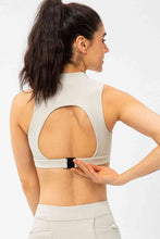 Load image into Gallery viewer, Full Size Cropped Cutout Back Zipper Front Active Tank Top
