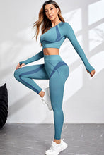 Load image into Gallery viewer, Round Neck Long Sleeve Top and Leggings Active Set