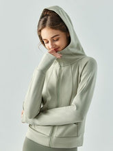 Load image into Gallery viewer, Zip Up Hooded Active Outerwear